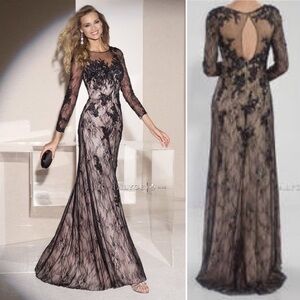 Alyce Paris Black Lace Prom Dress